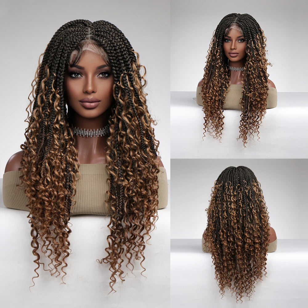 Long Black Braided Wig Bold