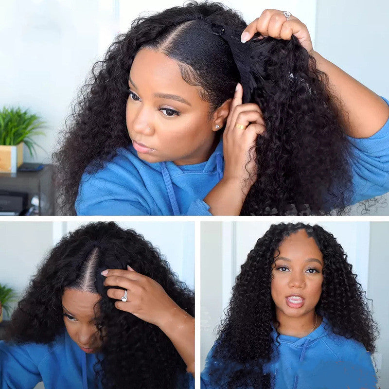 Human Hair Curly Headband V-shaped | Prestigant
