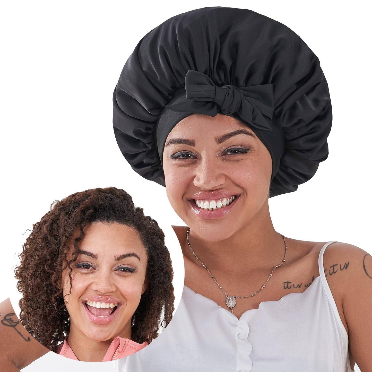 Silk Bonnet, Satin Hair Bonnet For Sleeping For Wavy Curly Natural Hair Prestigant