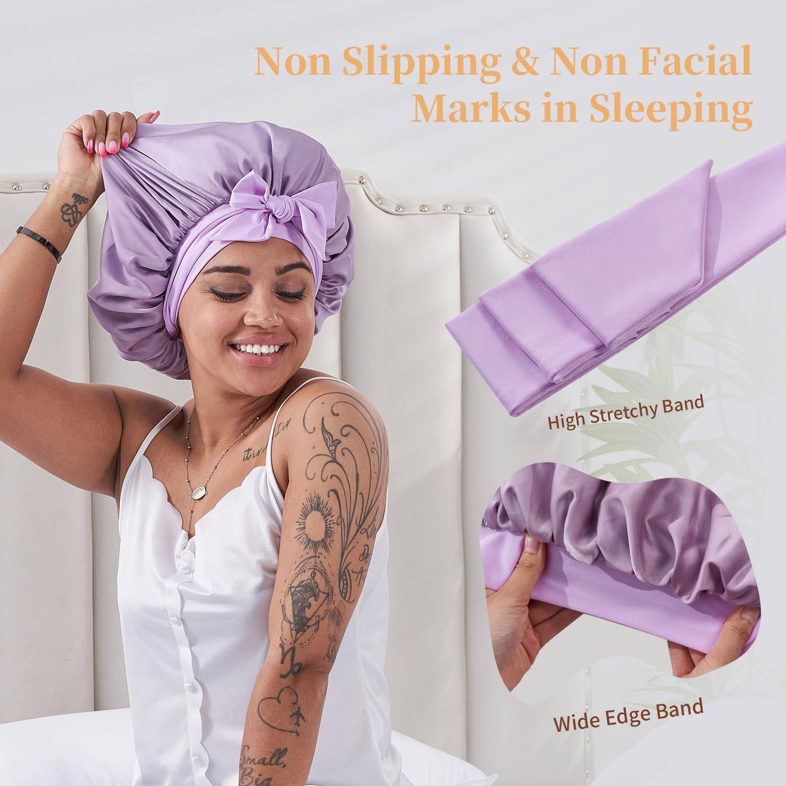 Silk Bonnet, Satin Hair Bonnet For Sleeping For Wavy Curly Natural Hair Prestigant