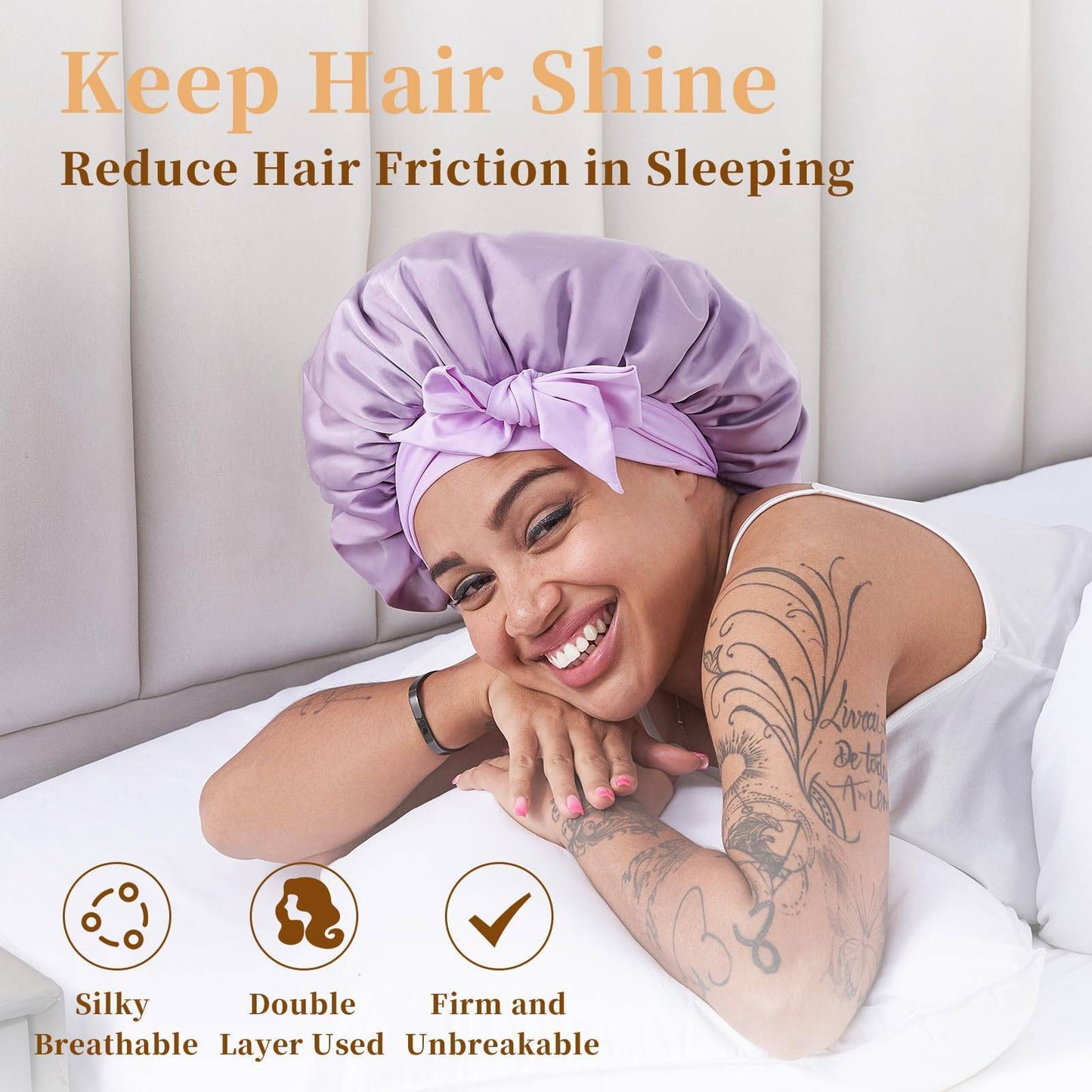 Silk Bonnet, Satin Hair Bonnet For Sleeping For Wavy Curly Natural Hair Prestigant