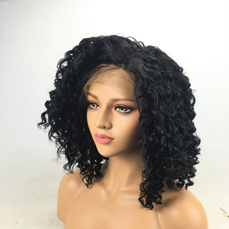 Black Small Curly Lace Front Wig View 1