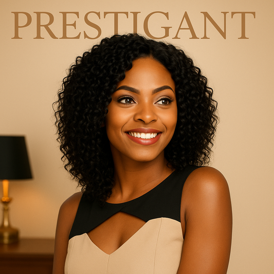 Perruque noire bouclée avec dentelle frontale