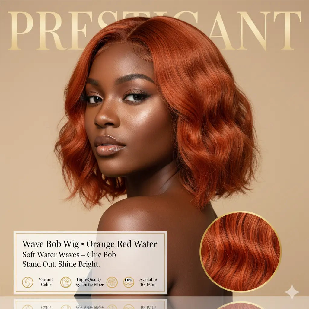 Wave Bob Wig Orange Red Water Prestigant