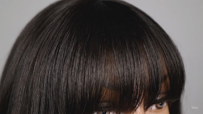 Human Hair Bob Wig with Qi Bangs